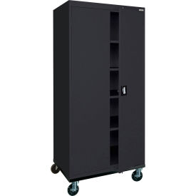 Heavy Duty Mobile Storage Cabinet, 22 Gauge, 36"W x 24"D x 78"H, Black