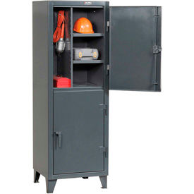 StrongHold 2-Tier 6 Door Personal Locker, 74"W x 24"D x 78"H, Gray, All-Welded