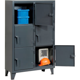 3-Tier 6 Door Personal Locker, 42"W x 18"D x 68"H, Gray, All-Welded