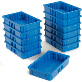 Plastic Dividable Grid Container, 16-1/2"L x 10-7/8"W x 3-1/2"H, Blue