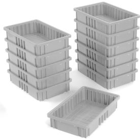 Plastic Dividable Grid Container, 16-1/2"L x 10-7/8"W x 3-1/2"H, Gray