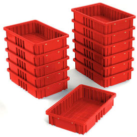 Plastic Dividable Grid Container, 16-1/2"L x 10-7/8"W x 3-1/2"H, Red
