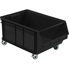 Plastic Mobile Magnum Stacking Bin, 28"L x 18"W x 15"H, Black