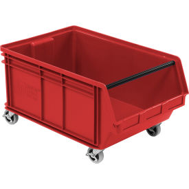 Plastic Mobile Magnum Stacking Bin, 28"L x 18"W x 15"H, Red