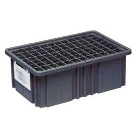 Plastic Conductive Dividable Grid Container, 16-1/2"L x 10-7/8"W x 6"H, Black