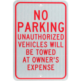 Aluminum Sign - No Parking Unauthorized Vehicles - .08" Thick