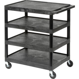Black Plastic Shelf Truck 32 x 24 x 39 4 Shelves
