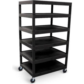 Plastic Shelf Truck 32 x 24 x 58-1/4, 6 Shelves, Black