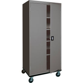 Heavy Duty Mobile Storage Cabinet, 22 Gauge, 36"W x 24"D x 78"H, Charcoal