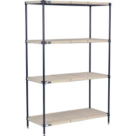 4 Shelf, Vented Plastic Mat Shelving Unit, Starter, 42"W x 24"D x 86"H