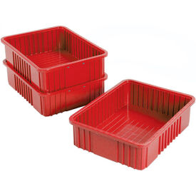 Plastic Dividable Grid Container, 22-1/2"L x 17-1/2"W x 6"H, Red