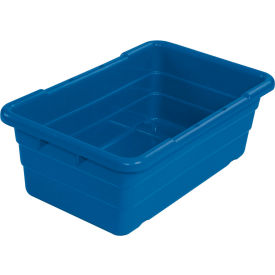 Plastic Cross Stack Nest Tote Tub, 25-1/8"L x 16"W x 8-1/2"H, Blue