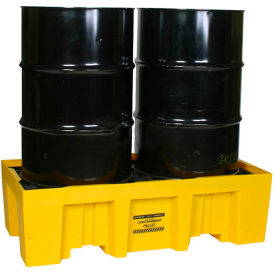 2 Drum Spill Containment Pallet 66 Gallon Capacity - Yellow with Drain