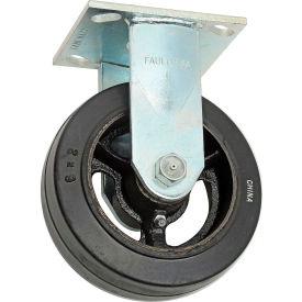 Rigid Plate Caster 6" Mold-On Rubber Wheel