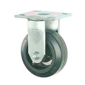 Rigid Plate Caster 8" Mold-On Rubber Wheel