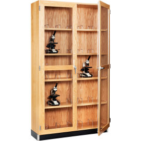 84" Tall Microscope Science Storage Cabinet - Oak