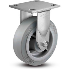 4 Series Rigid Plate Caster - Rubber on Polyolefin 5" Diameter 500 lb. Capacity