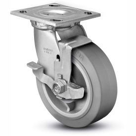 4 Series Swivel Plate Caster Rubber Top Lock Brake 5" Dia. 500 Lb.