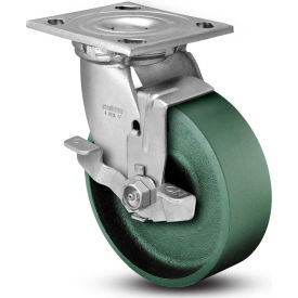 4 Series Swivel Plate Caster Cast Iron Top Lock Brake 6" Dia. 1200 Lb.