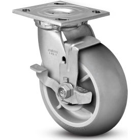 4 Series Swivel Plate Caster Rubber Top Lock Brake 6" Dia. 450 Lb.