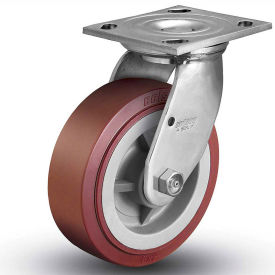 4 Series Swivel Plate Caster - Polyurethane on Polyolefin 6" Dia. 900 Lb