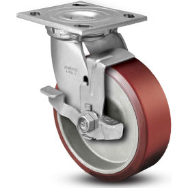Swivel Plate Caster Polyurethane With Brake 6" Dia. 1200 Lb.
