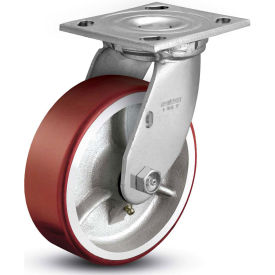 4 Series Swivel Plate Caster - Mold-On Polyurethane 6" Dia. 1200 Lb.