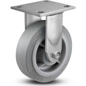 4 Series Rigid Plate Caster - Rubber on Polyolefin 8" Dia. 675 Lb. Cap.