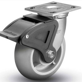 4 Series Swivel Plate Caster Rubber Total Lock Brake 8" Dia. 600 Lb.