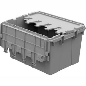 Attached Lid Container, 21-1/2"L x 15-1/4"W x 12-1/2"H, Gray
