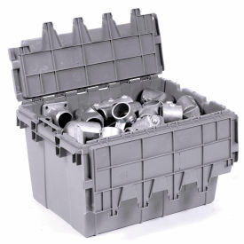 Attached Lid Container, 28"L x 20-3/4"W x 15-7/16"H, Gray