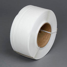Machine Grade Strapping, 1/2"W x 9900'L x 0.024" Thick, 9" x 8" Core, White