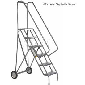 3 Step Rolling Steel Ladder - Perforated Tread - 450 Lbs. Capacity