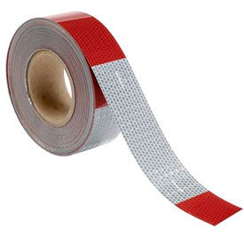 Conspicuity Reflective Tape, 11"/7" Pattern, 13 mil Vinyl, Red/White, DOT-C2, 150'L x 2"W, 1 Roll