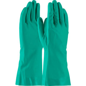 Flock Lined Unsupported Nitrile Gloves, 15 Mil, Green, XL