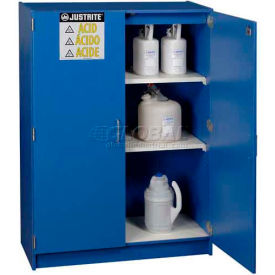 49x2-1/2 Ltr. Bottle Cap., Acid Cabinet, Manual Close, 2 Door, 42"W x 17-7/8"D x 60"H, Blue