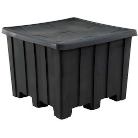 Gaylord Pallet Container w/ Lid, 50"L x 50"W x 36-1/2"H, 1200 lb. Capacity, Black, Polyethylene