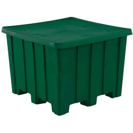 Gaylord Pallet Container w/ Lid, 50"L x 50"W x 36-1/2"H, 1200 lb. Capacity, Green, Plastic