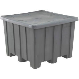 Gaylord Pallet Container w/ Lid, 50"L x 50"W x 36-1/2"H, 1200 lb. Capacity, Gray, Polyethylene