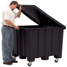 Gaylord Pallet Container with Lid & Caster, 50"L x 50"W x 36-1/2"H, 1200 lb Capacity, Black Color, Polyethylene Material
