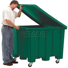 Gaylord Pallet Container w/ Lid & Casters, 50"L x 50"W x 36-1/2"H, 1200 lb. Cap, Green, Plastic