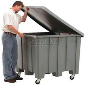 Gaylord Pallet Container w/Lid & Casters, 50"L x 50"W x 36-1/2"H, 1200 lb. Cap, Natural, Plastic