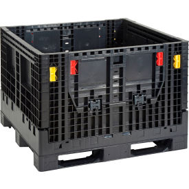 Folding Bulk Shipping Container, 48"Lx45"Wx34"H, 2000 Lb. Capacity, Black
