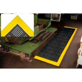 Diamond Flex-Lok Anti Fatigue Drainage Mat 1" Thick 2-1/2' x 5' Black/Yellow