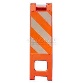 Narrowcade Barricade Sign Stand 45"H With 2 Panel 2 Sheetings, Orange