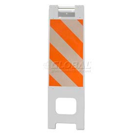 Narrowcade Barricade Sign Stand 45"H With 2 Panel 2 Sheetings, White
