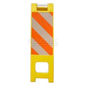 Narrowcade Barricade Sign Stand 45"H With 2 Panel 2 Sheetings, Yellow