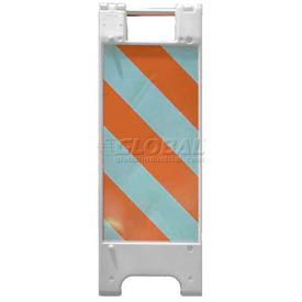 Plasticade Minicade Barricade Sign Stand 36"H With 2 Panel 2 Sheetings, White