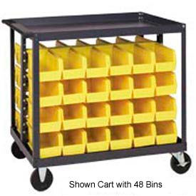 Mobile Bin Cart With 16 10-3/4"D Stacking Bins Yellow, 36" x 24" x 35-1/2"