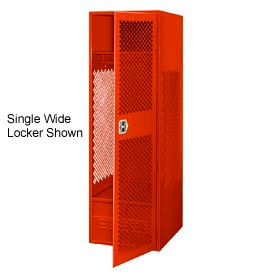 1 Door Security Locker w/ Footlocker, 72"W x 18"D x 72"H, Red, All-Welded